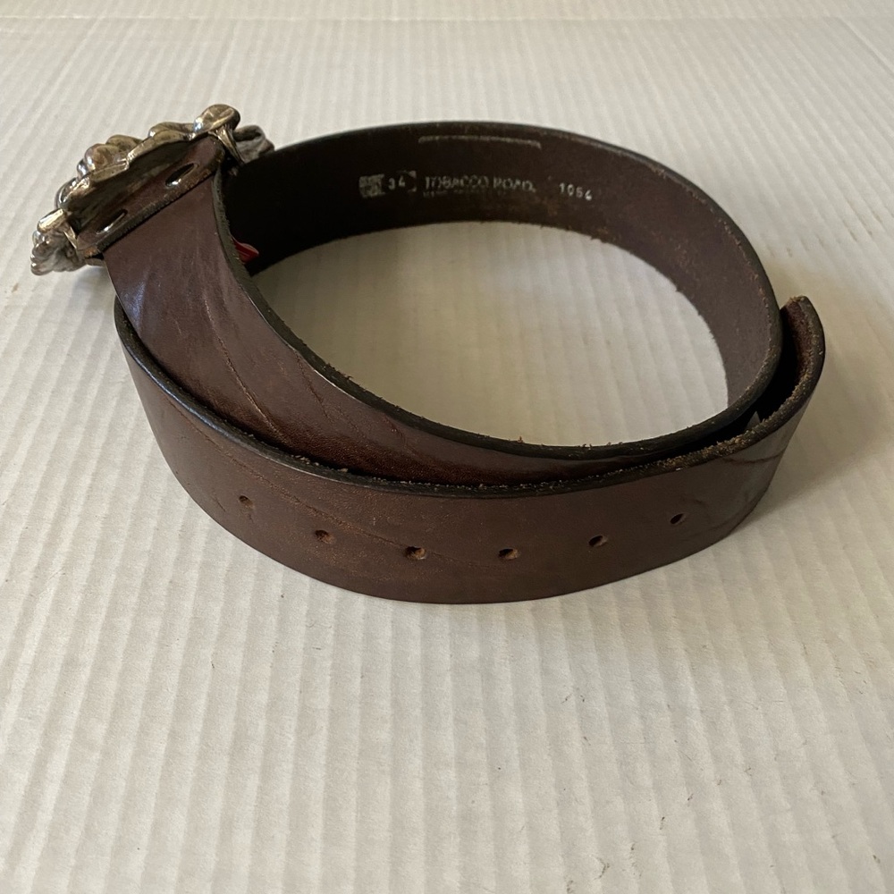 VINTAGE Silver Metal Lion's Head Belt Buckle with Belt Size 34 - Picture 10 of 16